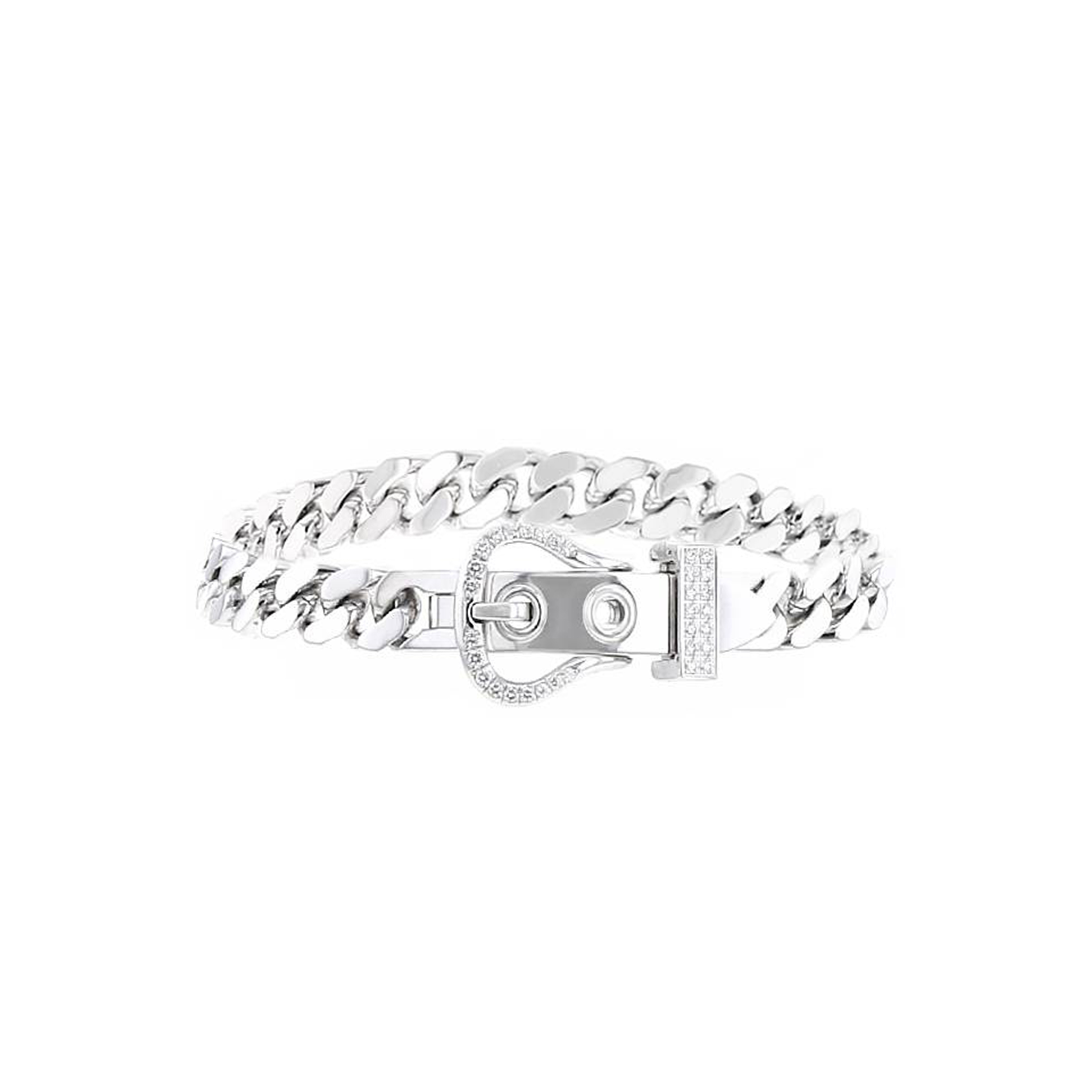 HERMÈS BOUCLE SELLIER BRACELET IN WHITE GOLD AND DIAMONDS
